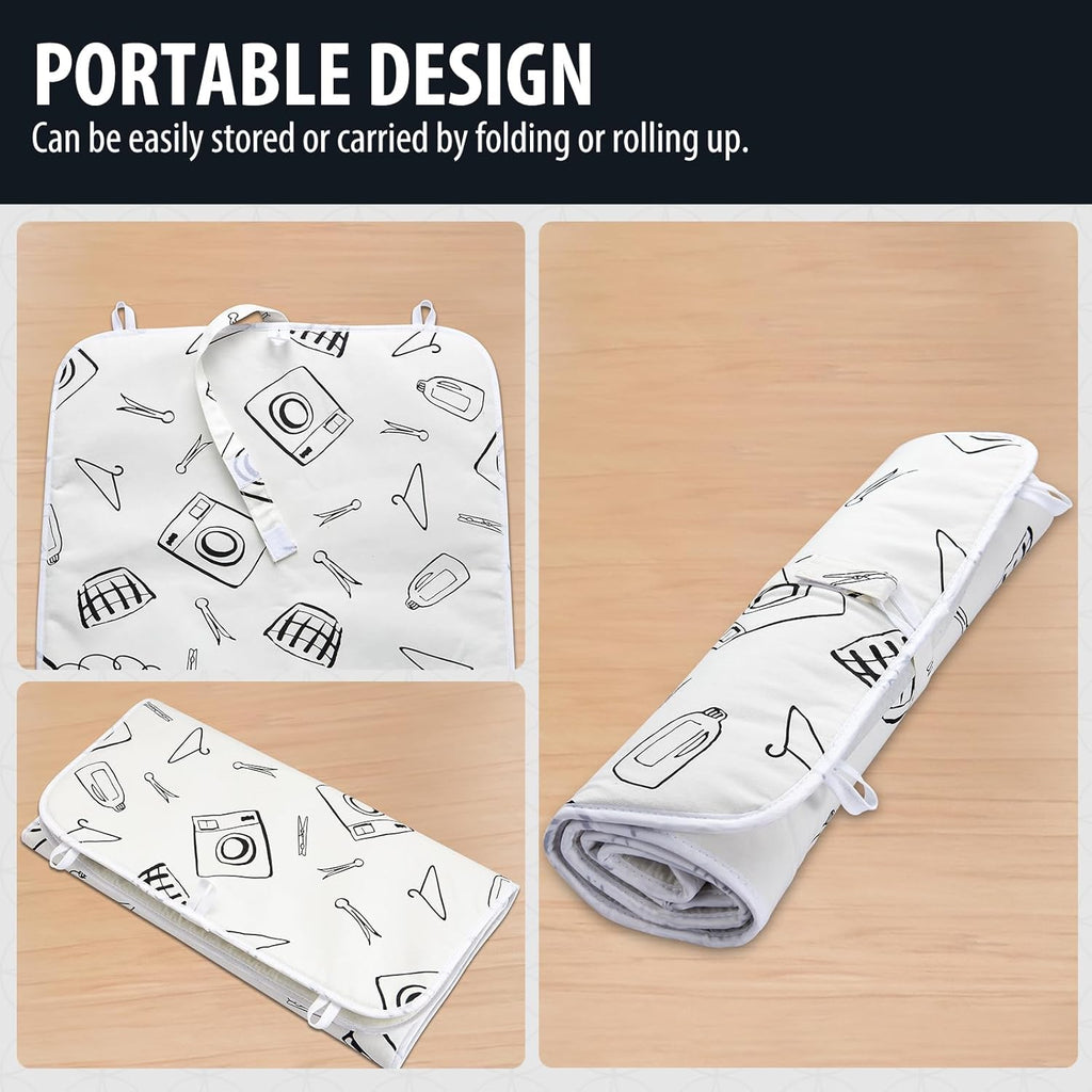 Seiritex Ironing Mat for Table Top, Portable Ironing Pad 39.4 x 18.9 inch Iron Board 5 in 1 Travel Iron Blanket for Counter top, Washer, Dryer, White