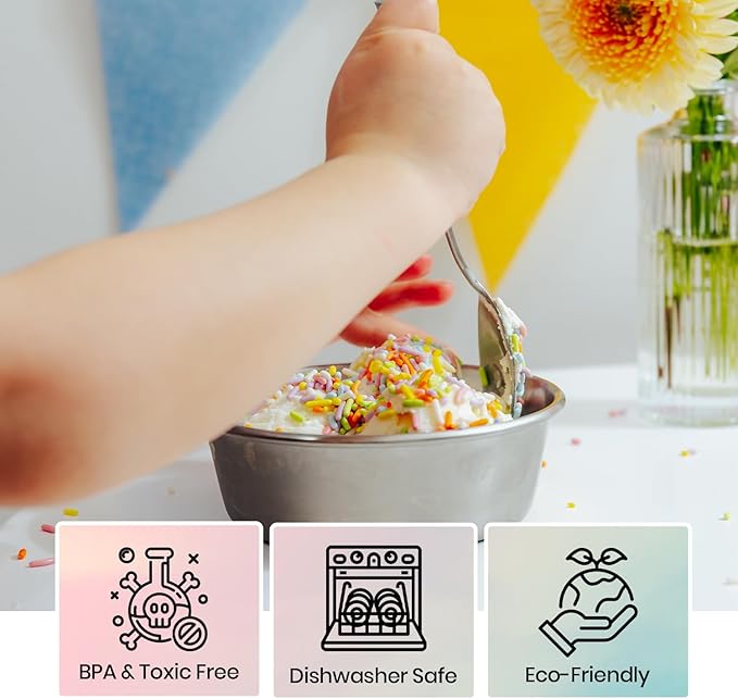 Children's Stainless Steel Bowl Set | Set of 4 bowls | 304 18/8 Stainless Steel |10 ounces | Matte Finish | Toxin Free | 100% BPA Free | Dishwasher Safe