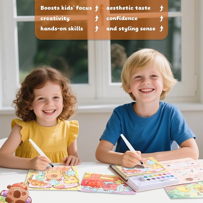 Paint with Water Coloring Books for Kids Ages 3-5, 4-8 – Cute Coloring Book for Teens,Arts and Crafts for Kids Ages 3 4 5 6 7 8+, Birthday Gift Toys for Girls Boys,Travel Toys-Capy