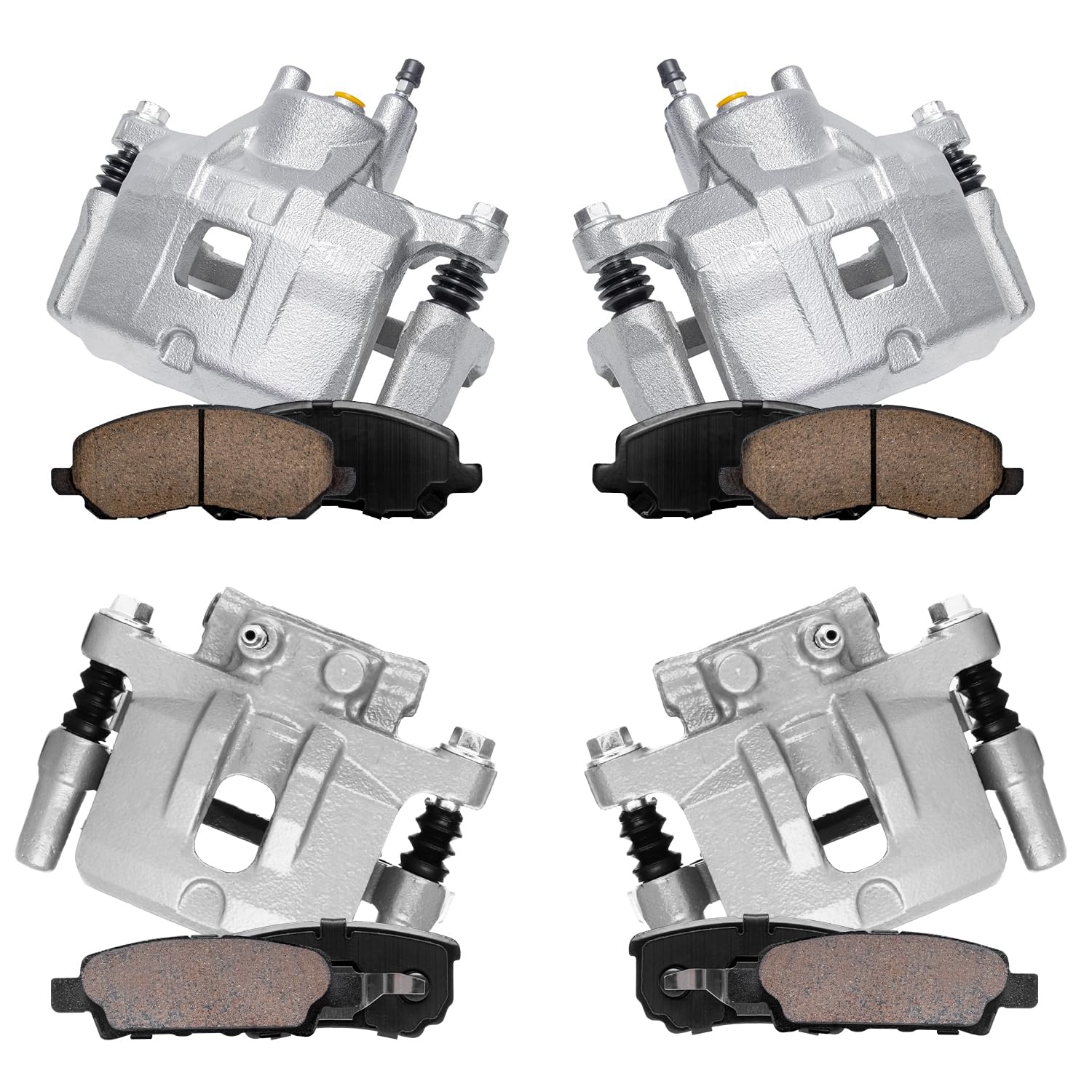 Detroit Axle - Front & Rear Brake Calipers w/Bracket + Brake Pads w/Hardware Kit Replacement for Dodge Avenger Jeep Compass Patr