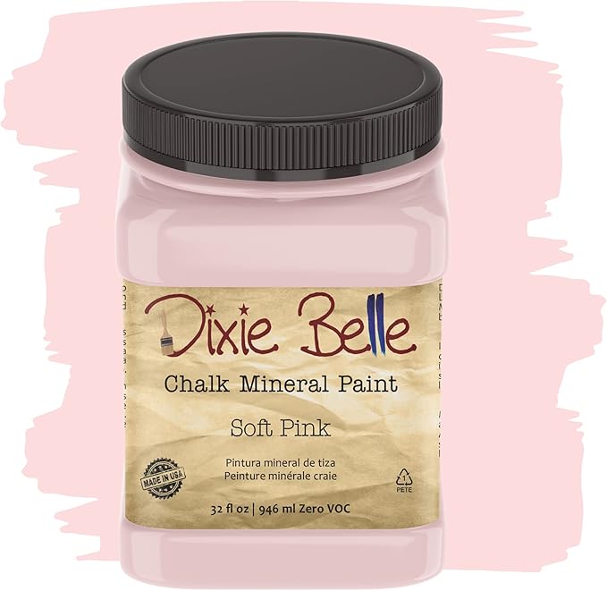 Dixie Belle Paint Company Chalk Finish Furniture Paint - Soft Pink (32oz) - Matte Dainty Pink Chic Chalk Mineral DIY Furniture Paint