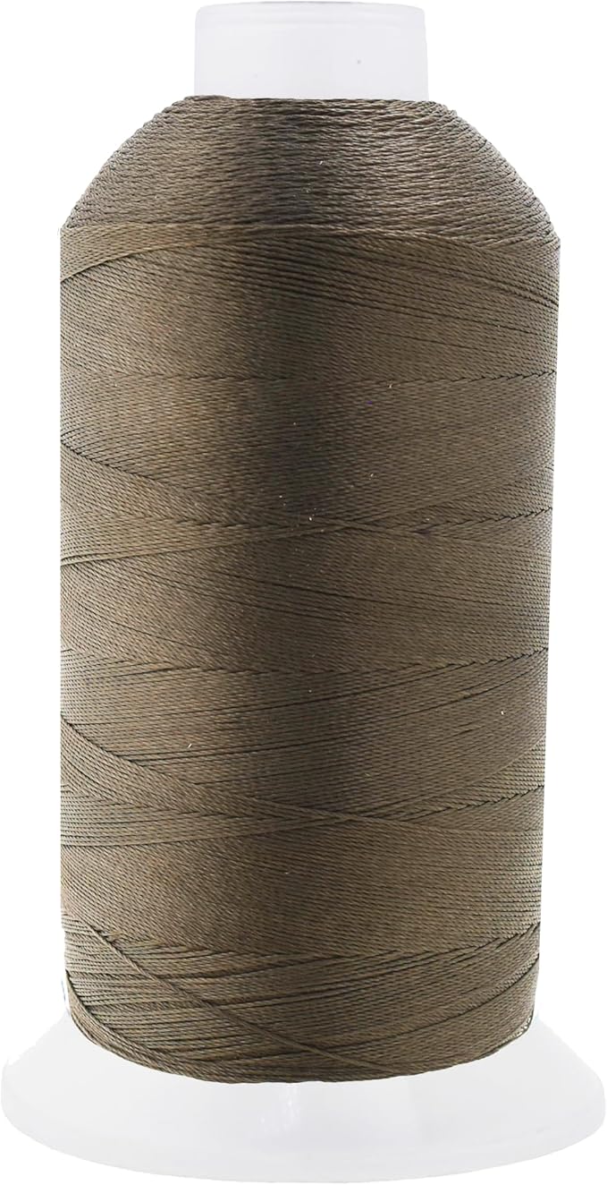 Mandala Crafts Dark Beige Heavy Duty Thread -1500 Yds Tex 90 Thread for Sewing Drapery Jeans Leather Hair - Bonded Polyester for Outdoor Marine Upholstery