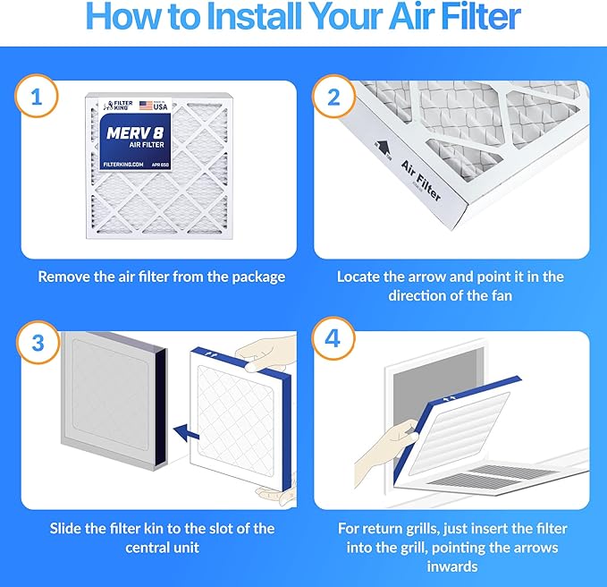 Filter King 33x27x1 Air Filter | 4-PACK | MERV 8 HVAC Pleated A/C Furnace Filters | MADE IN USA | Actual Size: 33 x 27 x .75"