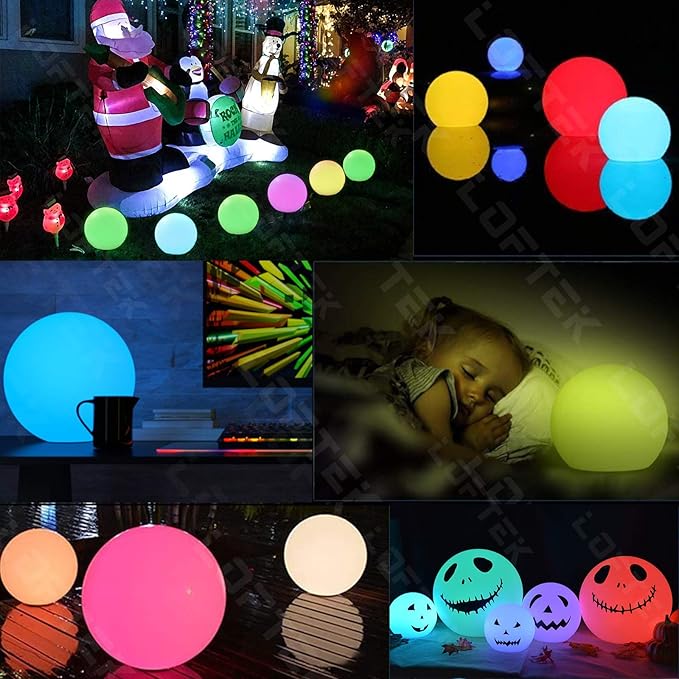 LOFTEK Floating Pool Lights - 6-inch Cordless Ball Light with Remote - 3 Modes & 16 RGB Color Changing Lamp Dimmable - Rechargeable & Hangable & Waterproof Shower Lamp for Party Decor -1 Piece