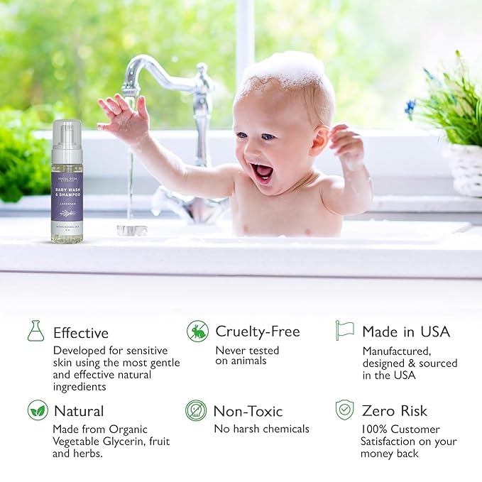SoCal Suds & Company - Organic Foaming Baby Wash & Shampoo - Gentle Cleansing Newborn Body & Hair Soap for Sensitive Skin - Clean Natural Soothing Ingredients - Lavender, 6oz, 2-Pack