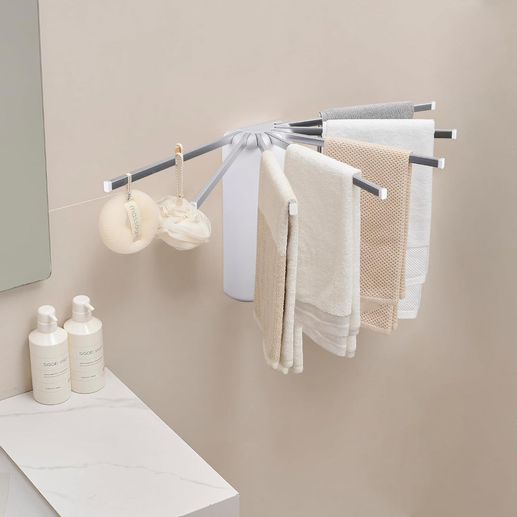 Wall Mounted Clothes Drying Rack Tripod,Foldable Drying Rack,Wall Mounted Dryer Rack Clothing,Over The Door Drying Rack for Laundry Bedroom Household Aluminium