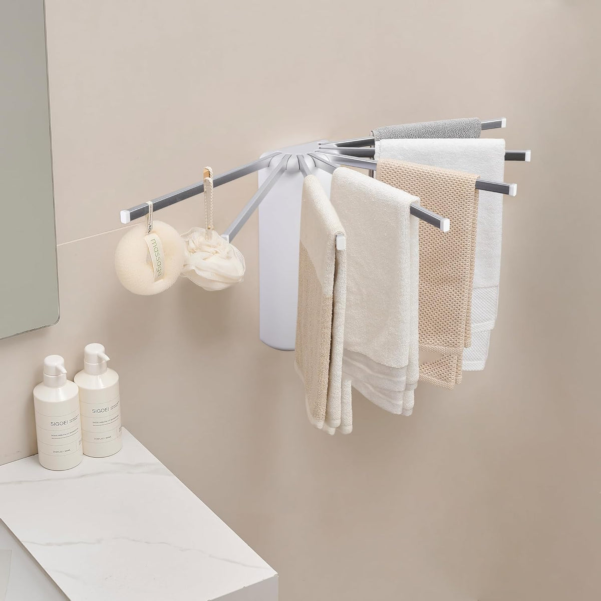 Wall Mounted Clothes Drying Rack Tripod,Foldable Drying Rack,Wall Mounted Dryer Rack Clothing,Over The Door Drying Rack for Laundry Bedroom Household Aluminium
