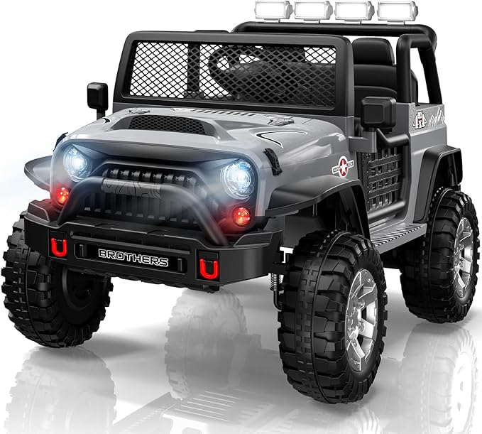 L8 2 Seater Ride On Car, 12V Kids Electric Car w/Remote Control, 4-Wheel Suspension, Bluetooth Speaker, Multi Music Modes, 3 Speeds, LED Lights, Xmas & Birthday Gift Ideas for Kids Ages 3+