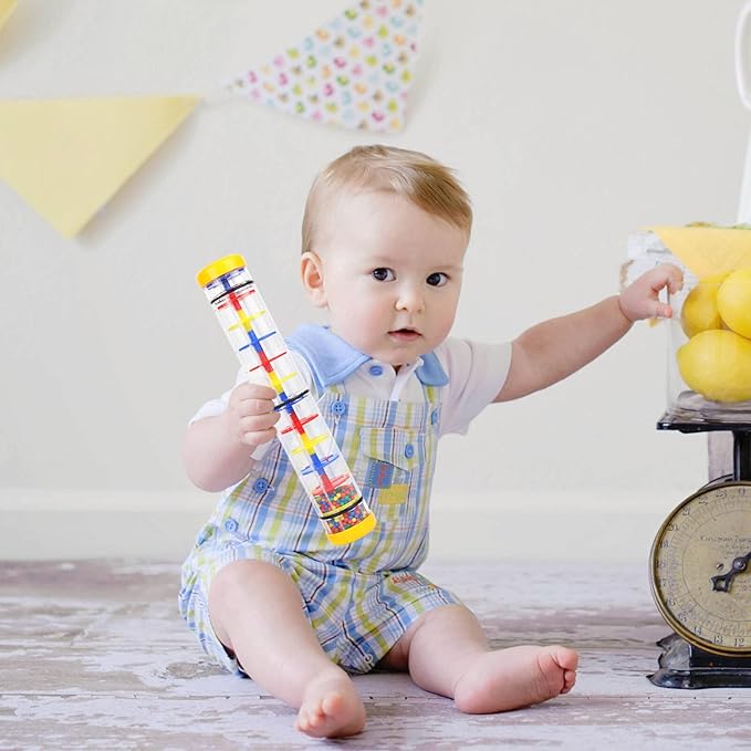 Rainmaker 12 inch Rain Stick for Babies Rattle Tube Rain Stick Shaker Music Sensory Auditory Instrument Toy for Baby Child Girl (12 inch Yellow)