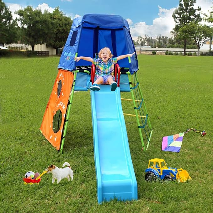 Explorer Adventure Climbing Fort with Platform, Playground Slide and Play Tent, Outdoor Jungle Gym for Backyard, Kids Ages 3-10 (8631)