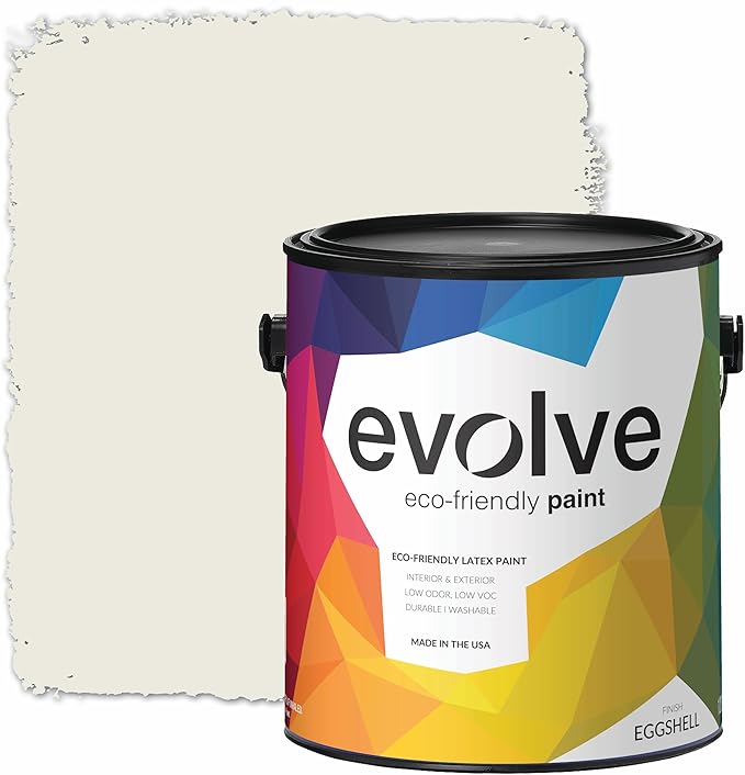 EVOLVE Paint & Primer: Environment-friendly, Eggshell with One-coat Coverage for Interior & Exterior surfaces (Alabaster White, 1-Gallon)