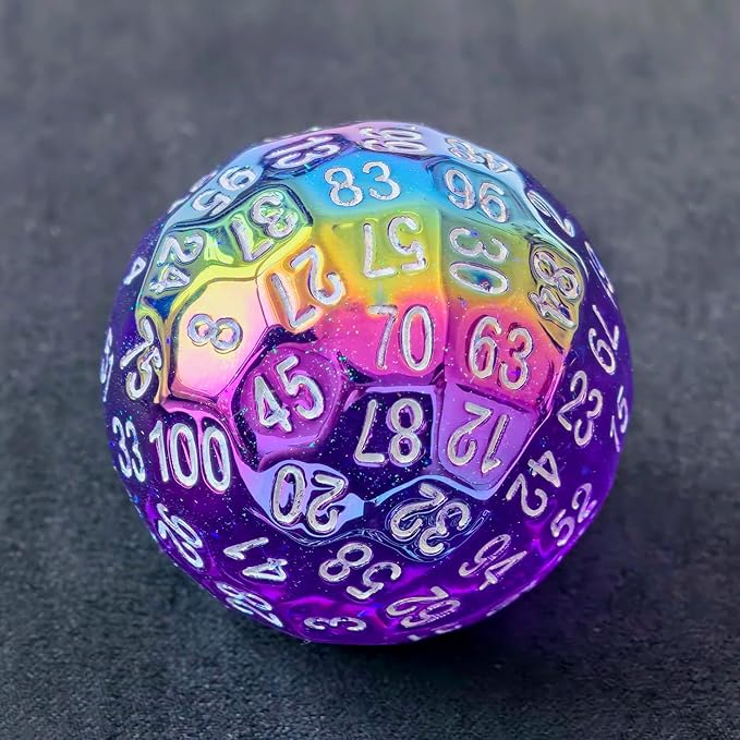 Bescon Dazzling Purple 100 Sided Dice, Game Dice D100, Polyhedral Solid 100 Sides Dice 45MM in Diameter (1.8inch)