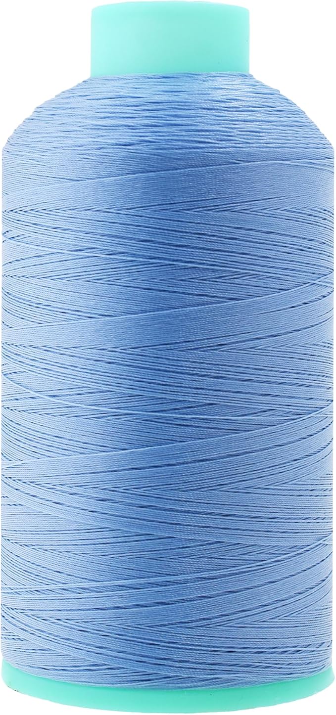 Mandala Crafts Bonded Nylon Thread Light Blue Heavy Duty Sewing Threads - 2843 YDs Size 46 210D T45 Tex 45 Thread for Leather Jeans Weaving Outdoor Marine Upholstery Threads