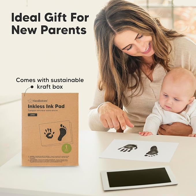 1-Pack Inkless Baby Hand and Footprint Kit - Mess Free Ink Pad for Newborn Keepsake, Dog Nose & Paw Print Kit, Clean Touch Ink Pad for Baby Hand & Footprints, Ideal New Mom Gifts (Jumbo)