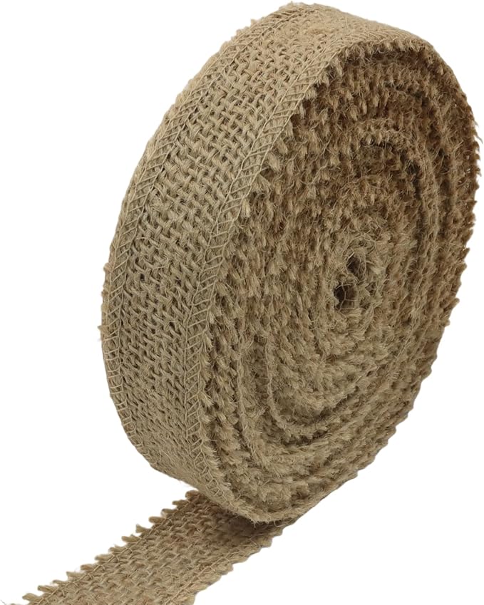 1" Wide Natural Burlap Fabric Roll - 10 Yards Jute Ribbon for Gift Wrapping, Wedding Decorations, Rustic Crafts, Wreaths & Home Decoration (2.5cm Wide)