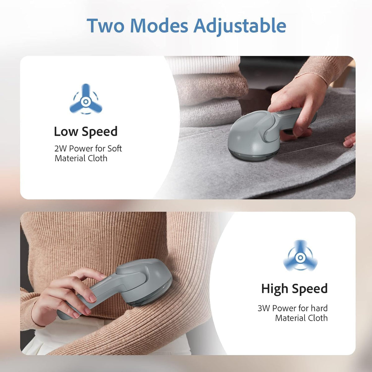 Fabric Shaver, Electric Lint Remover Shaver with 6-Leaf Blades, 2 Speeds Sweater Shavers to Remove Pilling with 3 Blades, Rechargeable Fabric Pill Shaver Fuzz Remover for Clothes Furniture Couch