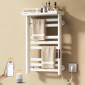 ENZE Heated Towel Rack with Shelf and Wi-Fi App Control, 8 Bars Electric Wall Mounted Towel Warmer with Timer & Adjustable Temperature, Low Carbon Steel, Plug-in/Hardwired, White
