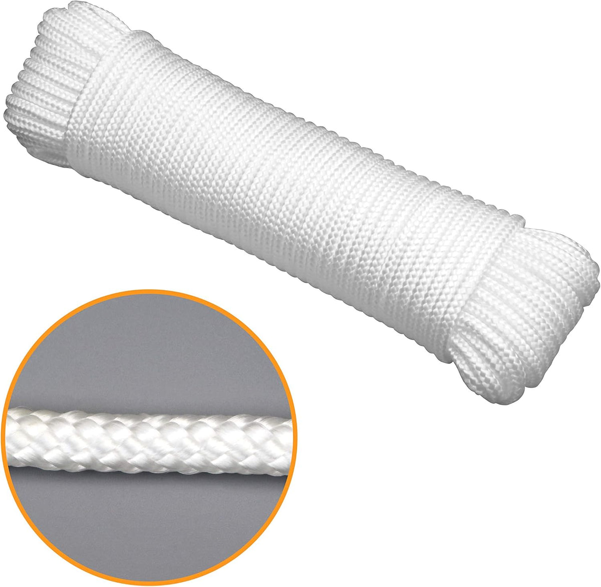 Gardzen 72' x φ1/4" White Rope, UV Resistant Rope for Flag Pole, Clothes line, Camping Tent, Canoes, Tree Work