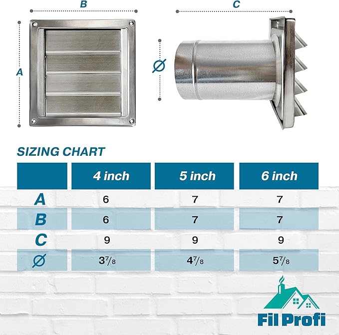 (6 Inch) Wall Vent Cover with Metal Mesh Screen,Exterior Hood Vent for House,Extended air Pipe.