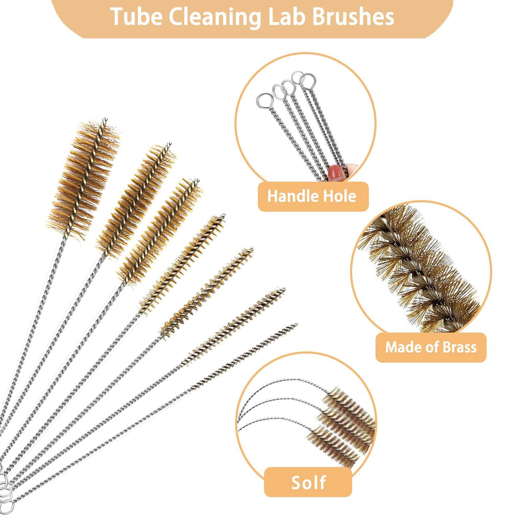 7pcs Brass Tube Brushes Bottle Brush Wire Tube Brushes,Long Wire Cleanling Brushes,Tube Cleaning Lab Brushes Straw Cleaner Brush Wire Bottle Brush Pipe Cleaner for Tubes,Bottle,Glass