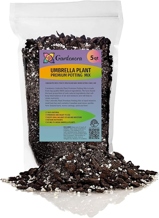 Gardenera Umbrella Plant Premium Potting Mix - Trusted by Plant Enthusiasts for Exceptional Results and Happy Plants - 5 Quart