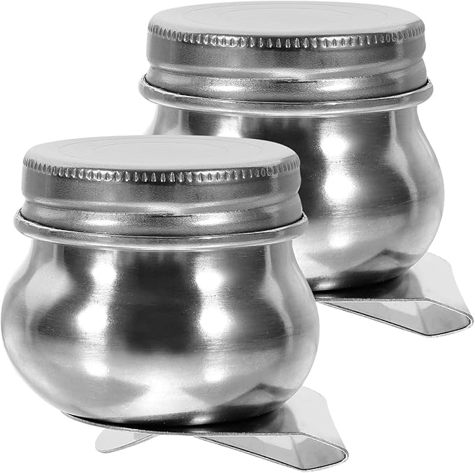 Stainless Steel Color Kettle with Lid 2Pcs Small Portable Paint Mixing Cups for Acrylic Oil Watercolor Solvent Art Palette