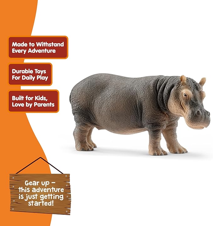 Schleich Wild Life Realistic Detailed Hippopotamus Figurine - Wild Hippo Figurine Toy for Play and Education, Highly Durable and Detailed, for Boys and Girls, Gift for Kids Ages 3+