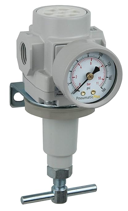 PneumaticPlus SAR Series T-Handle Compressed Air Regulators - NPT Thread Sizes, T-Handle, Gauge & Bracket Included (3/4" NPT)