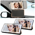 2PCs Car Vanity Mirror with Protective Cover, Rechargeable LED Mirror for Car with 3 Light Modes, Touch Control Sun Visor Mirror