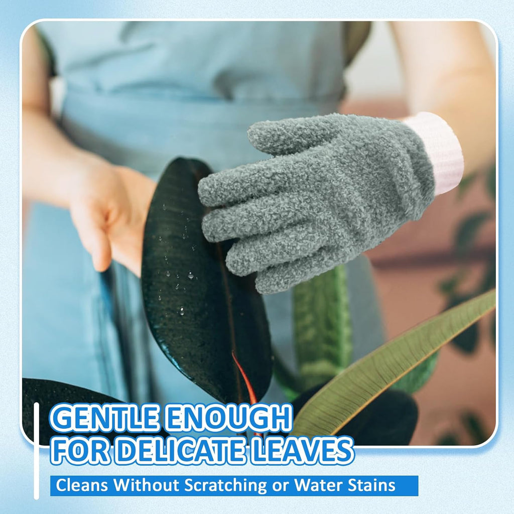 MIG4U Microfiber Dusting Gloves House Cleaning Glove for Blinds, Windows, Shutters, Furniture, and Car, Reusable Lint-Free Gray 2 Pairs S/M