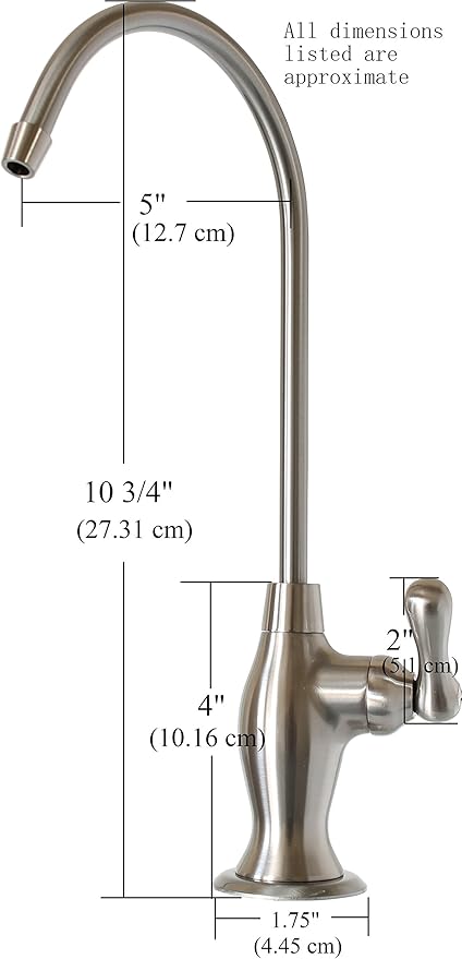 Metpure Non-airgap NSF Certified RO Faucet Reverse Osmosis Drinking Water Filtration System Water Dispenser Spout (Bright Gold). Vase Style with Faucet Wrench.