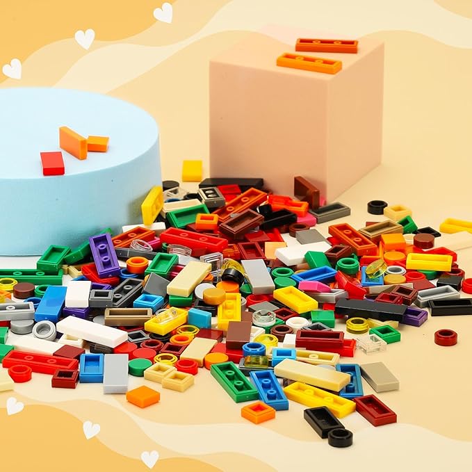PATIKIL 555 Pcs Flat Blocks Bulk, 1x2 Square Yellow Classic Tiles Smooth Surface Mini Building Blocks Accessories Compatible Bricks Kits for Building Floor Walls Mosaic Pixel Arts