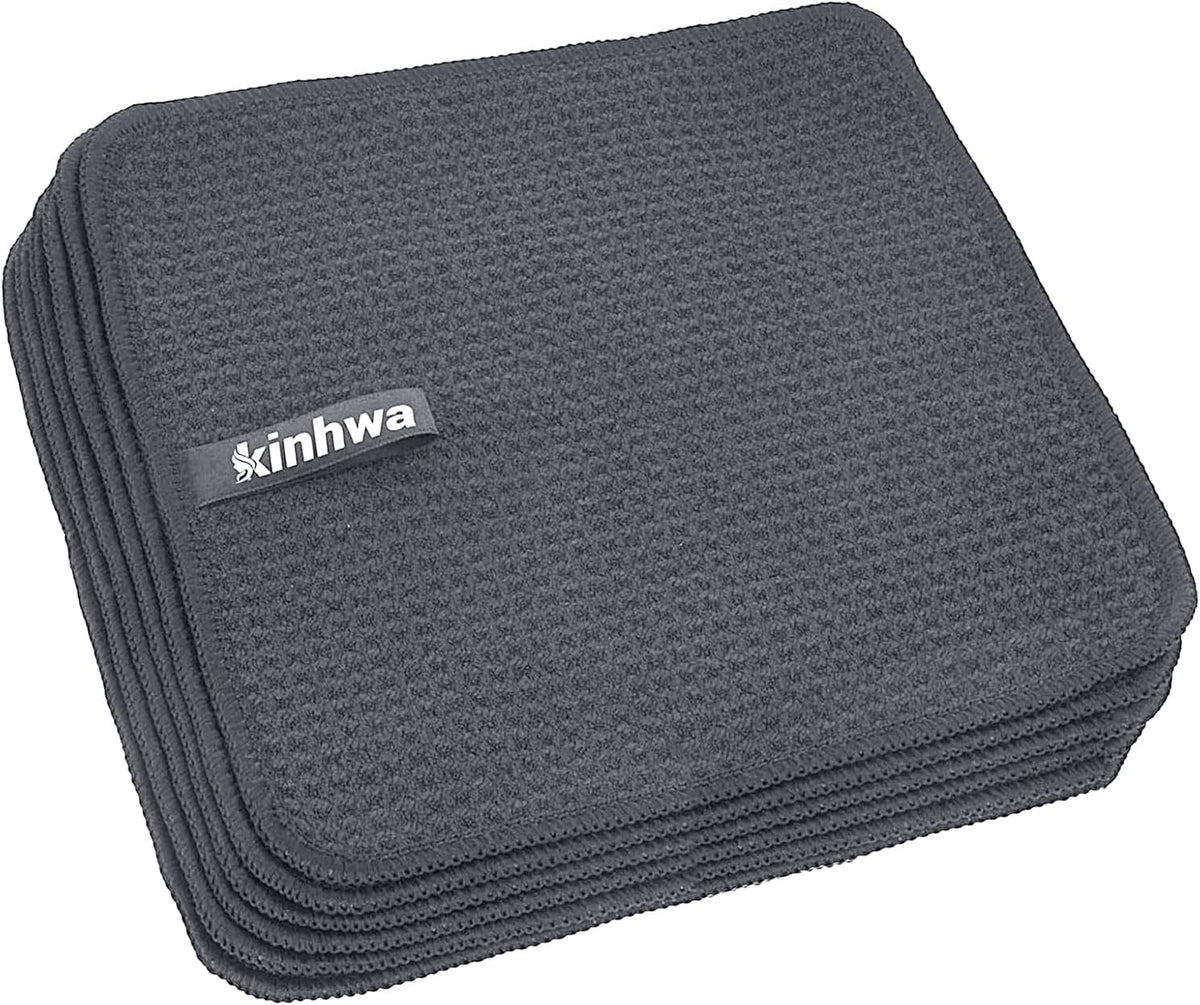 KinHwa Dish Cloths for Washing Dishes Kitchen Towels Microfiber Dish Towels for Kitchen Dish Towels Absorbent 8inch x 8inch 6 Pack (Gray, 8in x 8in)