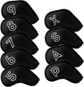 Montela Golf Iron Covers,Golf Iron Head Covers Leather Golf Iron Covers Set 9pcs Golf Iron Headcovers,Golf Club Head Covers for Iron Club Fit All Brands Titleist,Callaway,Taylormade