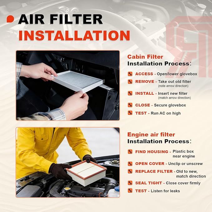 Engine & Cabin Air Filter Kit for 2019-2025 RAV4 Hybrid, 2018-2025 Camry Hybird, 2020-2025 Highlander Hybrid, 2021-2025 Sienna, 2019-2022 Avalon Hybrid, 2021-2024 Venza Hybrid,Replaces#CA12289,CF12157