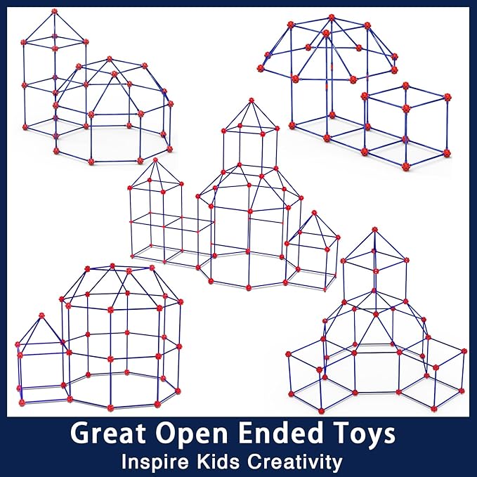 OleFun 180 Pack Fort Building Kits for Kids 4, 5, 6, 7, 8+ Year Old Boys & Girls, Creative STEM Building Toys for DIY Castles, Tunnels, Play Tent, Ideal Gifts for Aged 5-8