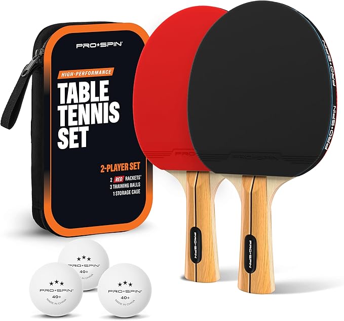 PRO SPIN Ping Pong Paddles - High-Performance Set with Premium Table Tennis Rackets, 3-Star Ping Pong Balls, Compact Storage Case | Professional Quality Ping Pong Paddle Set | Indoor & Outdoor Games