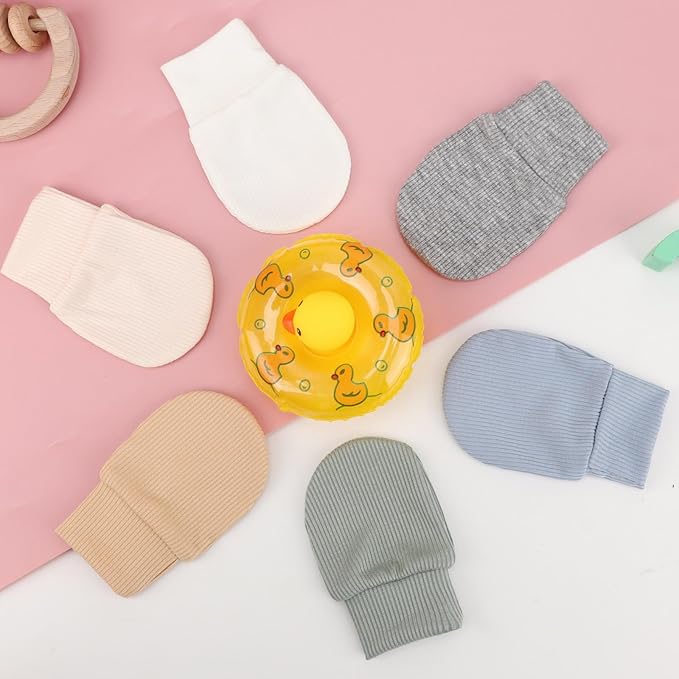 BQUBO 6 Pairs Newborn Baby Boys Girls Mittens 0-6 Months Unisex-Baby Infant Mittens Elastic No Scratch Wrist Gloves