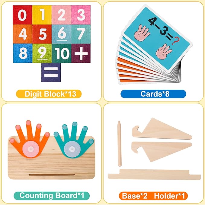 2 in 1 Math Toy for Toddlers 3 4 5 6 7,Addition and Subtraction Math Games for Kids 5-7,Math Manipulatives Kindergarten Preschool Classroom Must Haves Educational Number Blocks Learning Toys