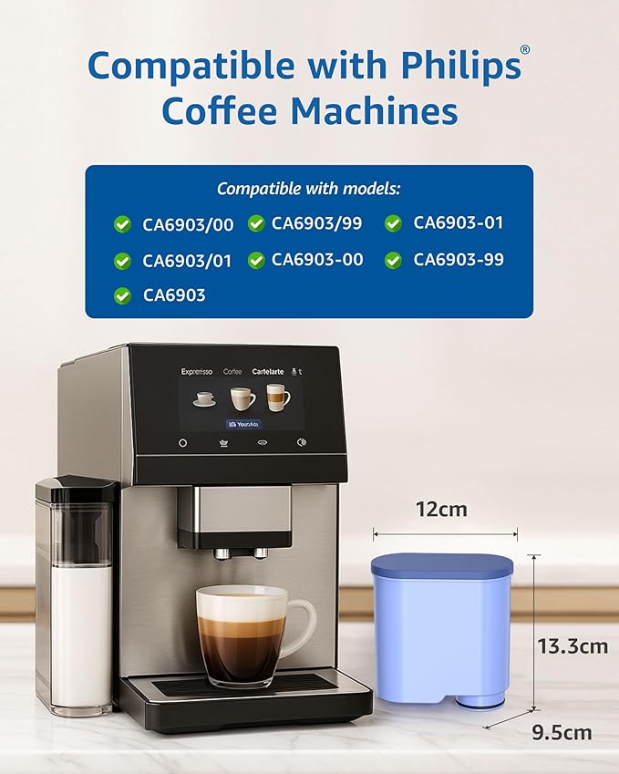 Maxblue Replacement Coffee Water Filter, Compatible with Philips® AquaClean® Filter CA6903/10 CA6903/22, Reduces Limescale Content in Water, TÜV SÜD Certified, Reduces PFAS, PFOA/PFOS (Pack of 3)