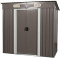 6X4 FT Outdoor Storage Shed, Waterproof Metal Garden Sheds with Lockable Door, Steel Tool Storage Buildings Shed & Outdoor Storage House for Garden, Backyard, Patio, Lawn, Trash Cans(Gray)