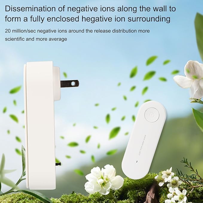 2Pcs Air Purifier Plug In No Filter Replacement, Silent Filterless Design/360° Coverage, Portable Negative Ion Generator for Bedrooms, Toilets, Closets, Pet Room(White)