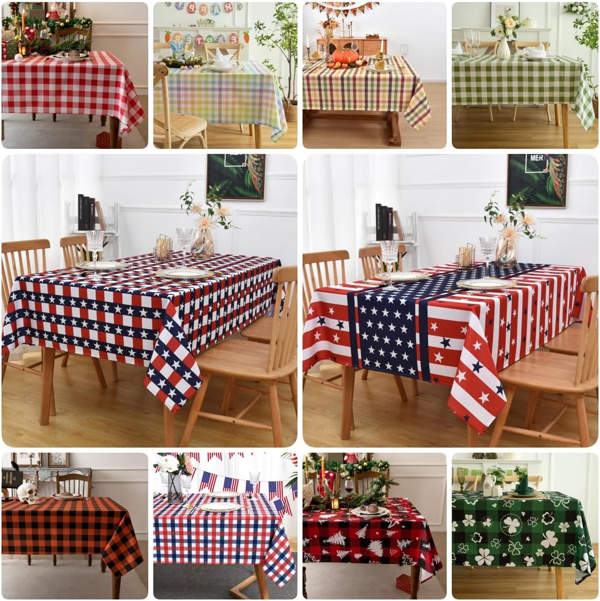 Classic Gingham Buffalo Tablecloth Fabric - Oblong 58x144 Inch Water Proof Checkered Christmas Table Cloth for Indoor Outdoor - Table Cover for Thanksgiving Day, Picnics, BBQs, and Parties