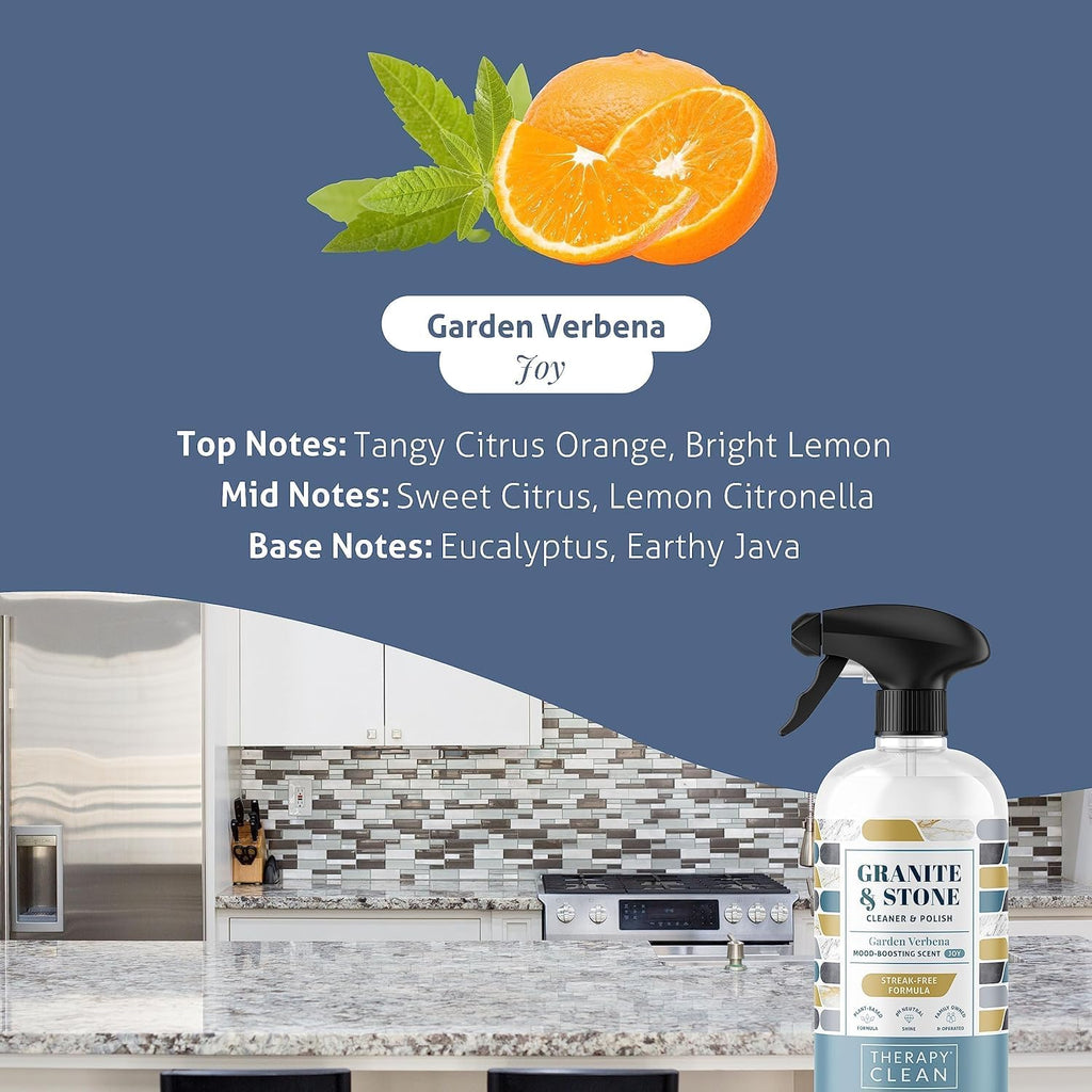 Therapy Granite Countertop Cleaner & Polish (2 Pack - With Microfiber) - pH Neutral, Marble Cleaner, Soapstone, Quartz, Stone, Quartzite, Slate, Limestone, Corian, Laminate
