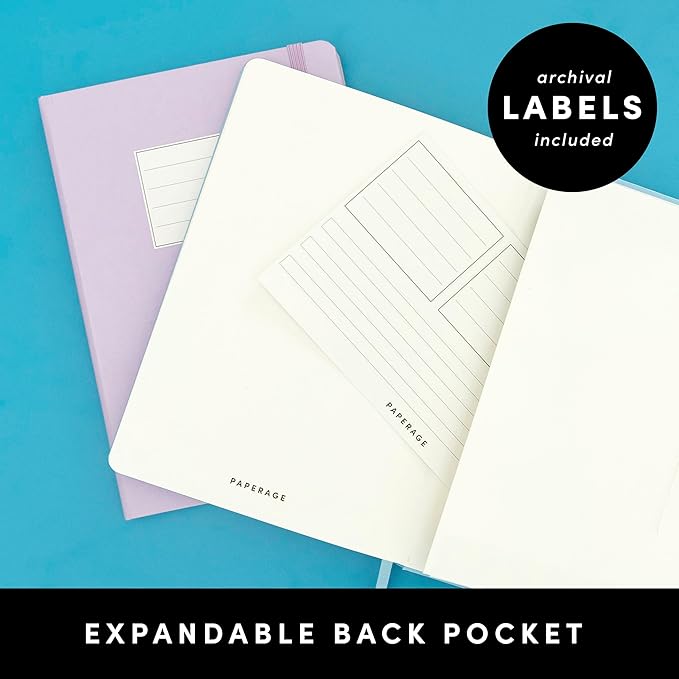 PAPERAGE Lined Journal Notebook, 3 Pack, (Burgundy, Light Grey, Navy), 160 Pages, Medium 5.6 in x 8 in - 100 GSM Thick Paper – Hardcover Journaling Notebook for Work, School & Note Taking