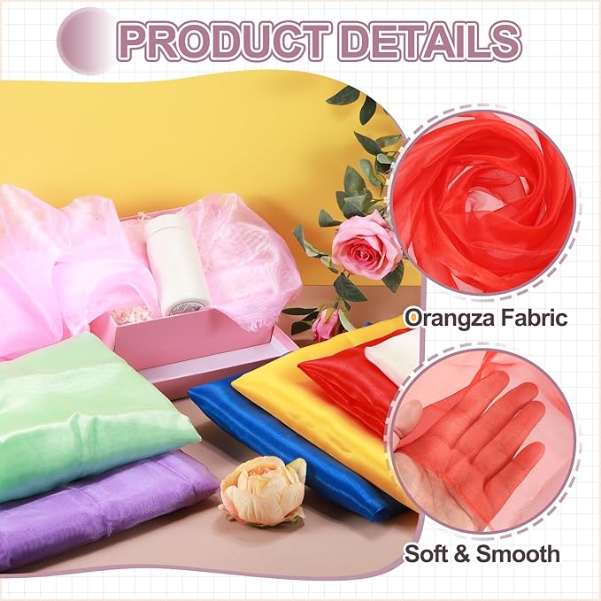 MECCANIXITY Iridescent Sheer Organza Fabric, 10 Yards x 59 Inches Solid Holographic Shiny Fabric Organza Cloth for Wedding, Curtains, Costume, Photo Background, Red