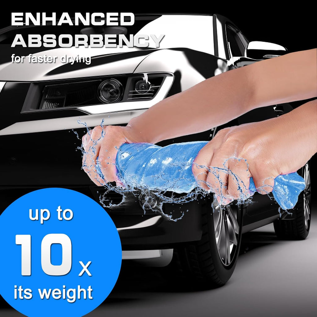 JOYFUL&HOPEFUL Car Shammy Cloth for Cleaning 4pk,26"x17",Absorber Synthetic Drying Chamois for Car,Reusable,Ultra Soft,Spot-Free,Scratch-Free,Lint-Free Chamois Towel