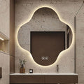 Irregular Bathroom Mirror with LED Light, Wall Mounted Mirror with Demister Pad, 3-Color Dimmable LED Light, for Wall, Living Room, Bedroom, Vanity, Entryway(50cm/19.7in)