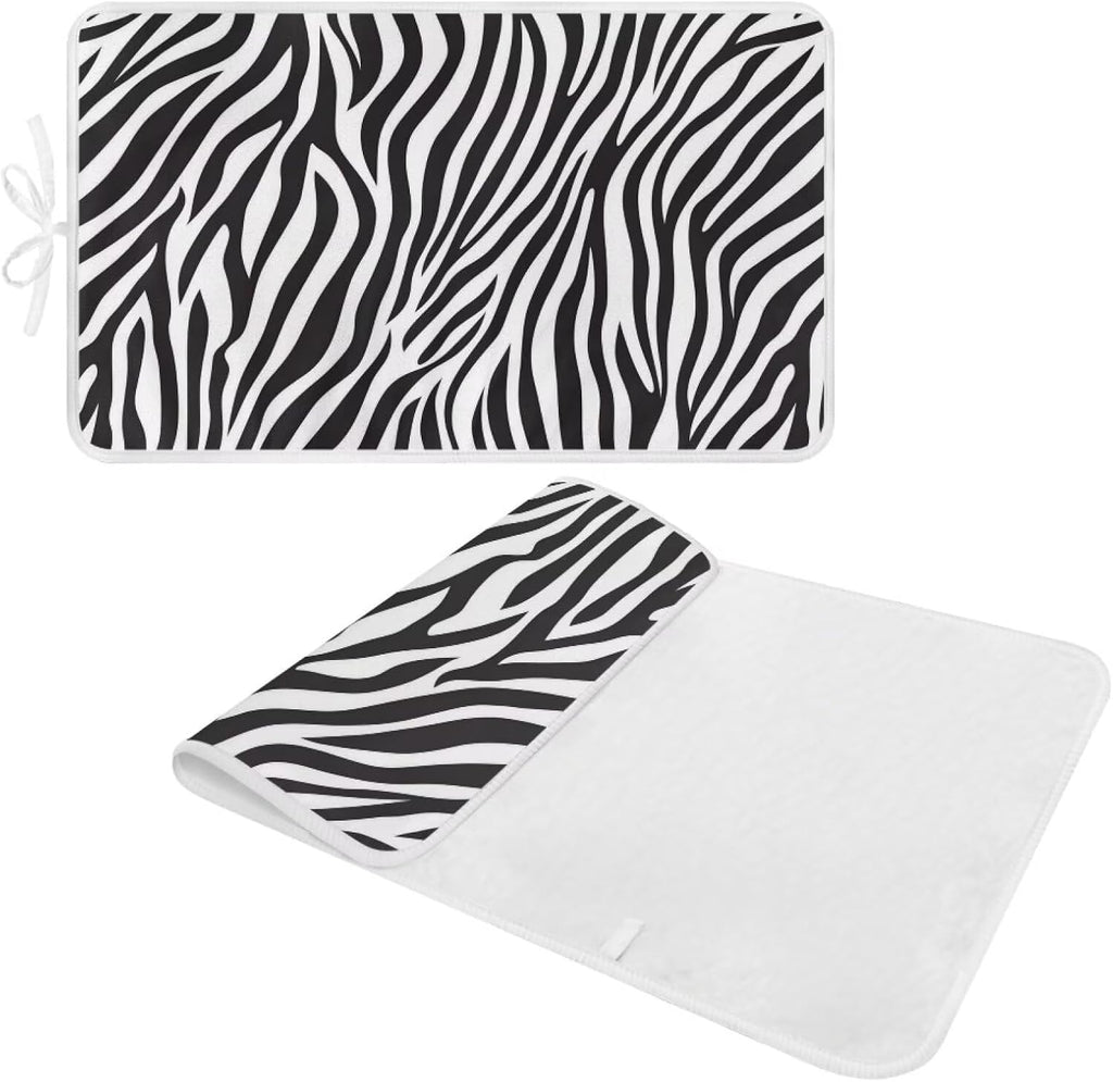 Zebra Print Ironing Mat Portable Iron Pad Magnetic Cover and Padding for Top of Washer, Dryer, Tabletop, Countertop,Travel Small Size Ironing Pads 32 x 16 Inch