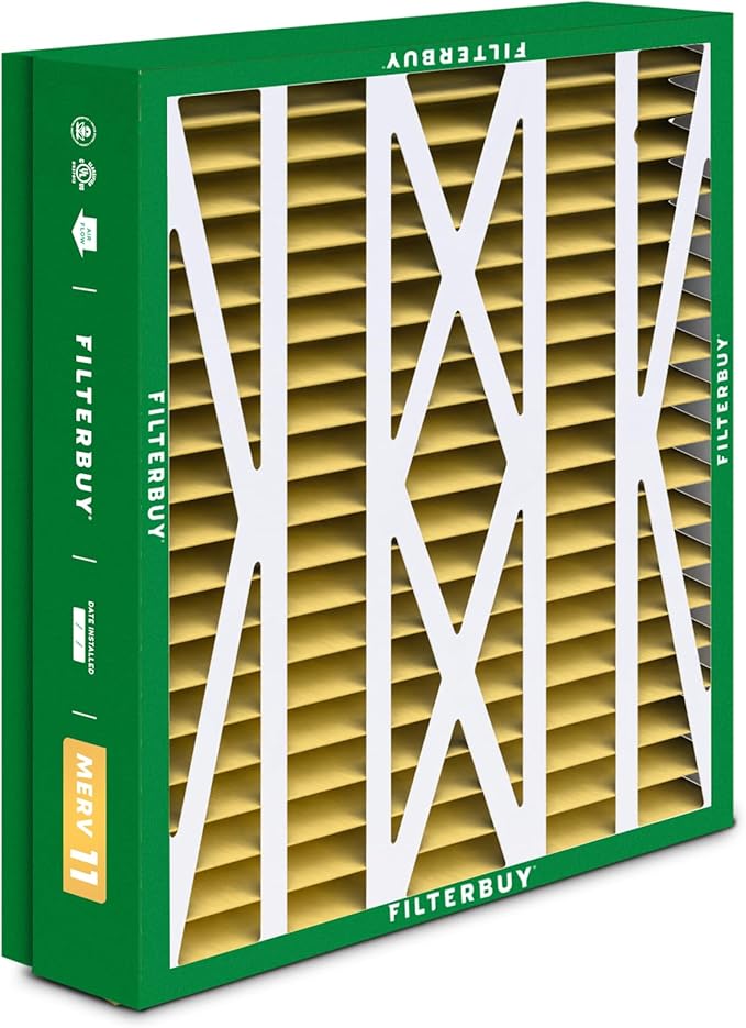 Filterbuy 24.5x27x5 Air Filter MERV 11 Superior Pet & Allergy Defense (4-Pack), Pleated HVAC AC Furnace Filters for Trane, American Standard, Honeywell, and More (Actual Size: 24.06 x 26.13 x 4.97)